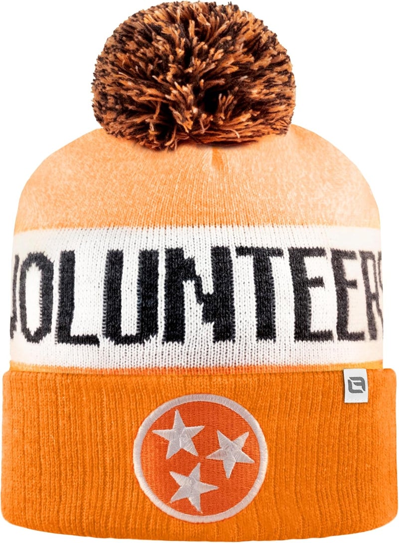 LogoFit NCAA Team Color-Embroidered Logo -Cuffed Knit Skully Beanie Pom Hat-OSFM - Image 2
